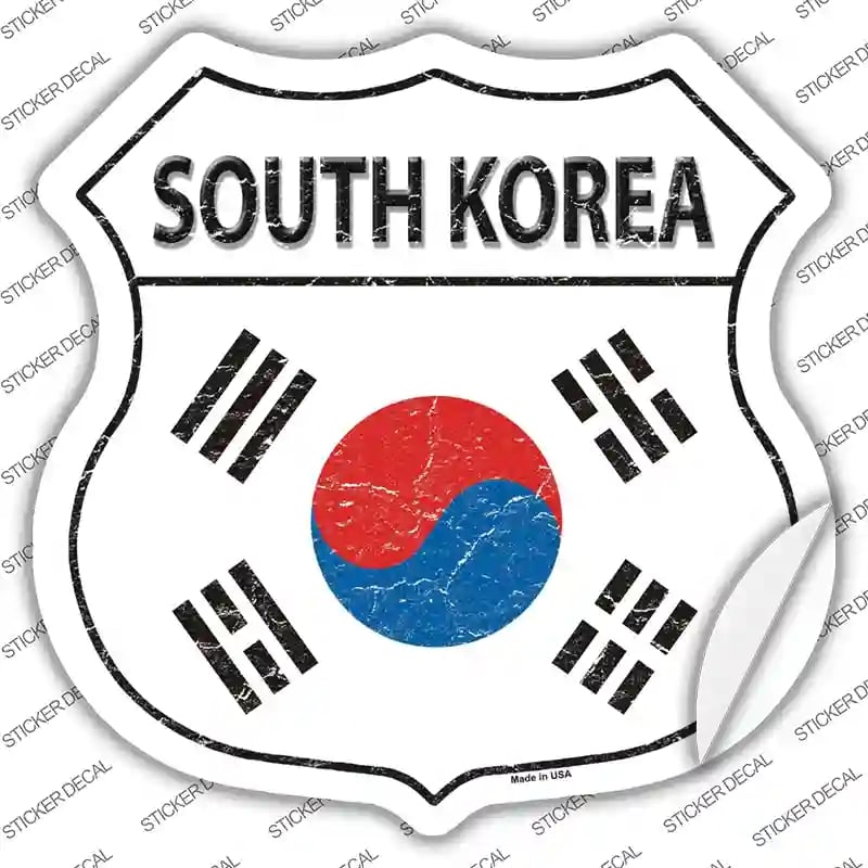 HS-303s-L South Korea Flag Novelty Highway Shield Sticker Decal - Large