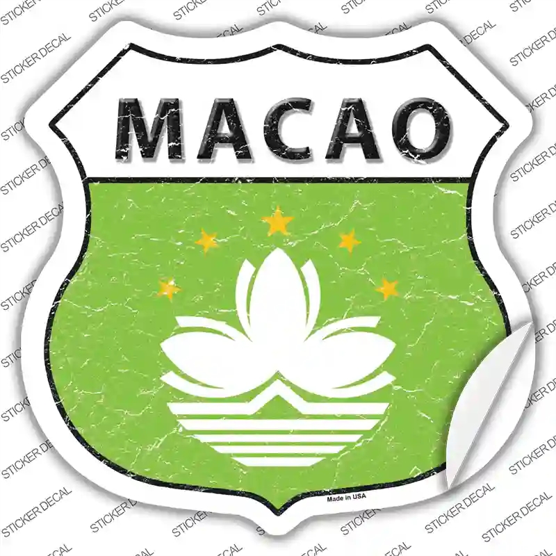 HS-317s-L Macao Flag Novelty Highway Shield Sticker Decal - Large