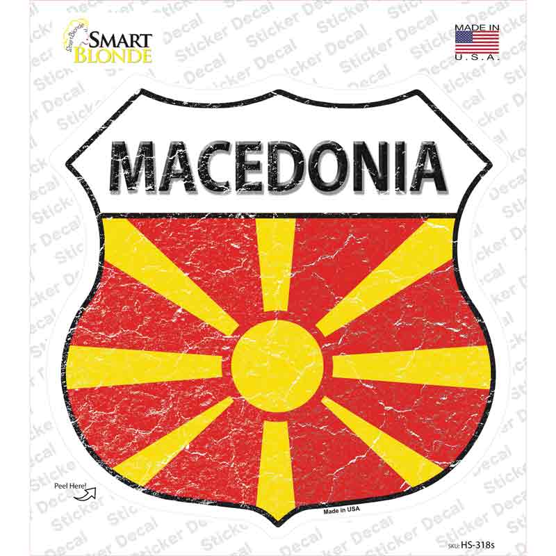 HS-318s-M Macedonia Flag Novelty Highway Shield Sticker Decal - Medium