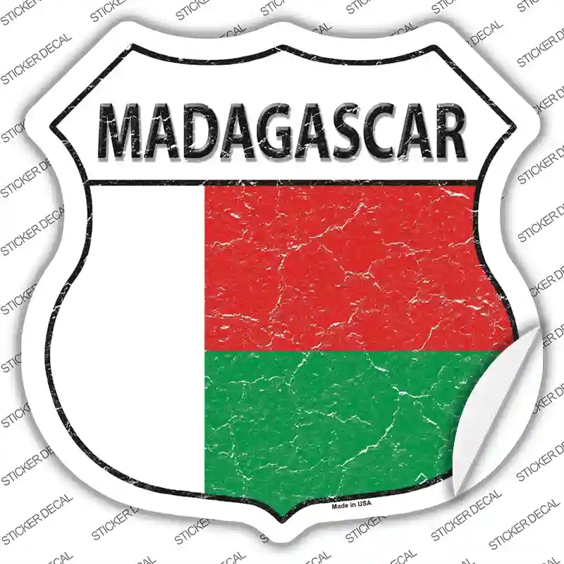 HS-319s-L Madagascar Flag Novelty Highway Shield Sticker Decal - Large
