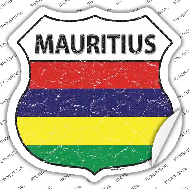 HS-330s-S Mauritius Flag Novelty Highway Shield Sticker Decal - Small