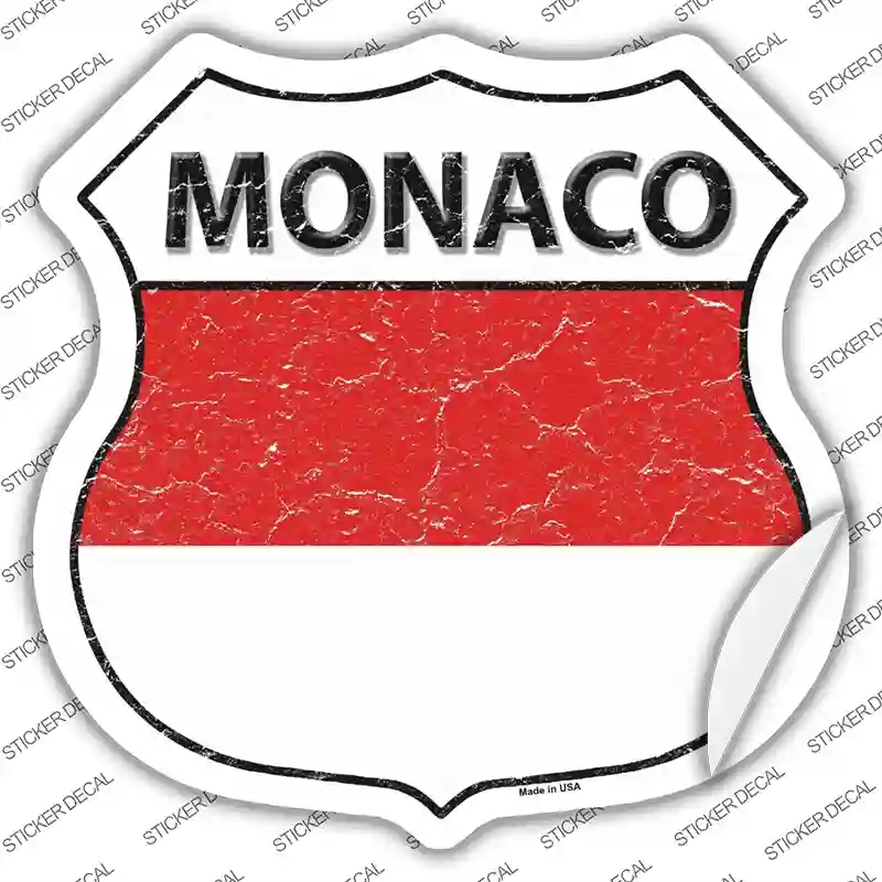 HS-336s-S Monaco Flag Novelty Highway Shield Sticker Decal - Small
