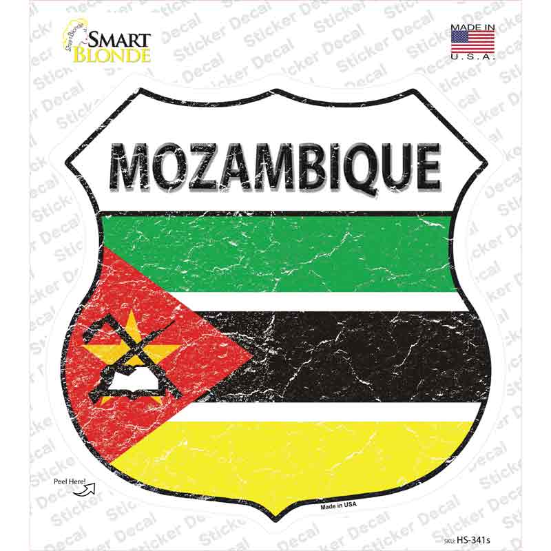 HS-341s-M Mozambique Flag Novelty Highway Shield Sticker Decal - Medium