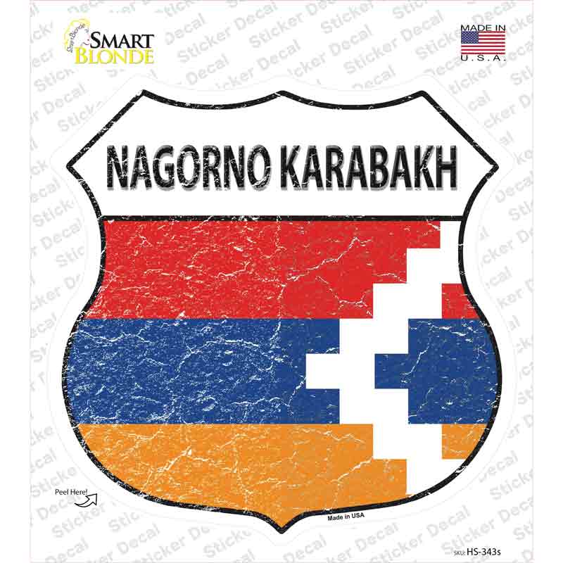 HS-343s-M Nagorno Karabakh Flag Novelty Highway Shield Sticker Decal - Medium