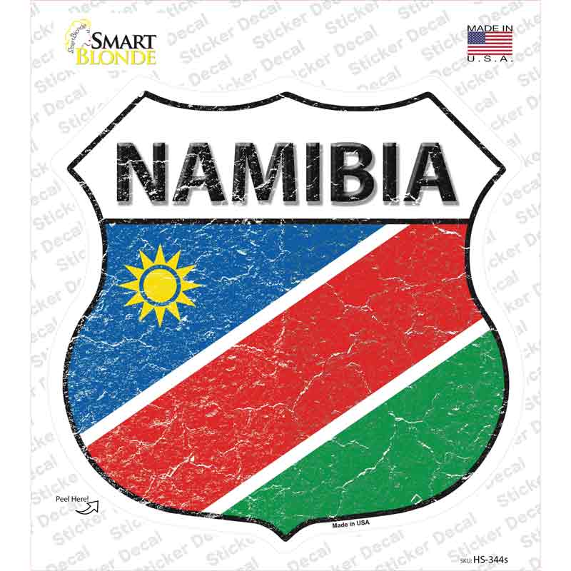 HS-344s-M Namibia Flag Novelty Highway Shield Sticker Decal - Medium