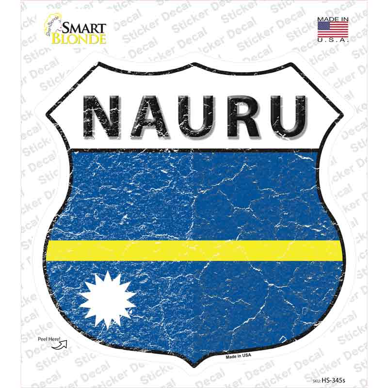 HS-345s-M Nauru Flag Novelty Highway Shield Sticker Decal - Medium
