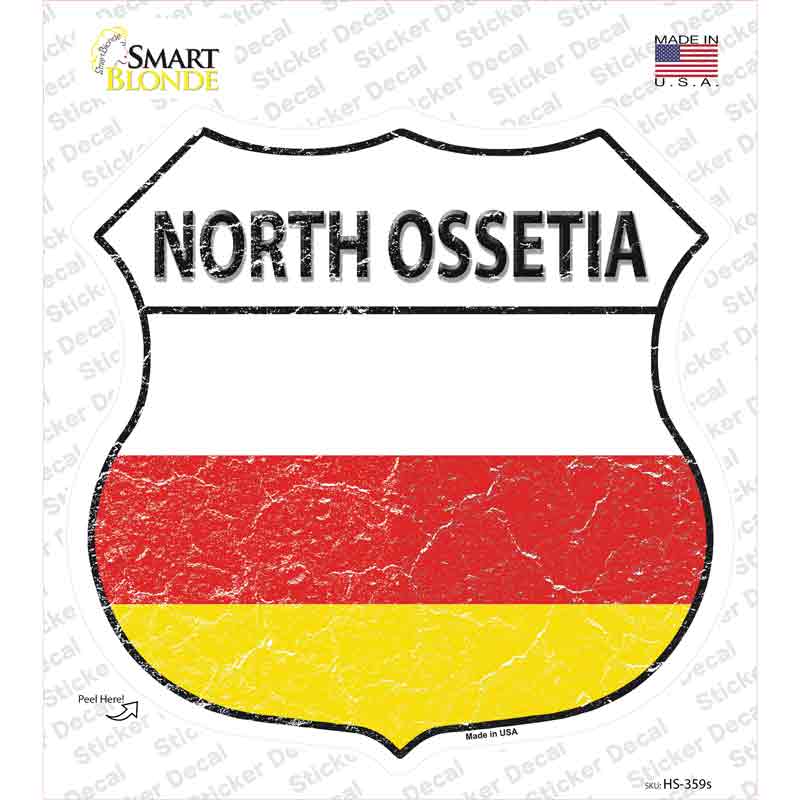 HS-359s-M North Ossetia Flag Novelty Highway Shield Sticker Decal - Medium