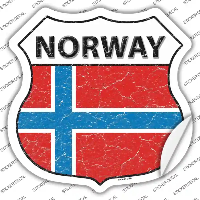 HS-360s-XL Norway Flag Novelty Highway Shield Sticker Decal - Extra Large