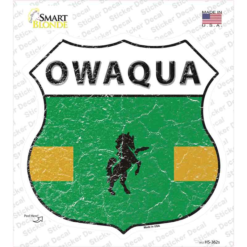 HS-362s-M Owaqua Flag Novelty Highway Shield Sticker Decal - Medium