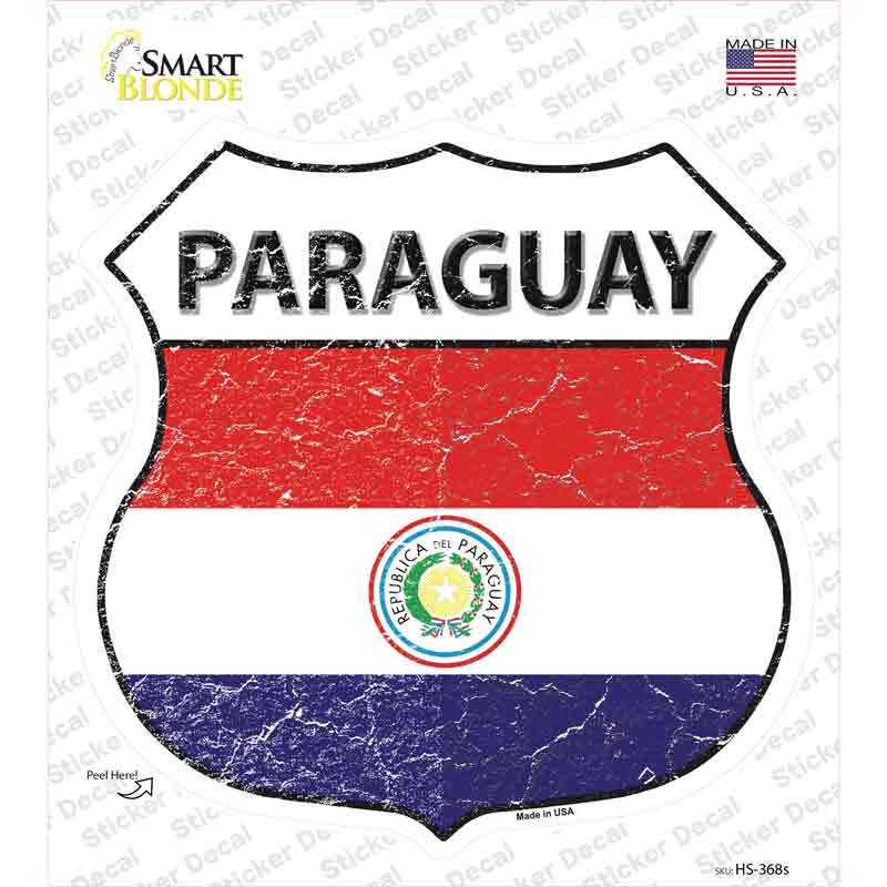 HS-368s-M Paraguay Flag Novelty Highway Shield Sticker Decal - Medium