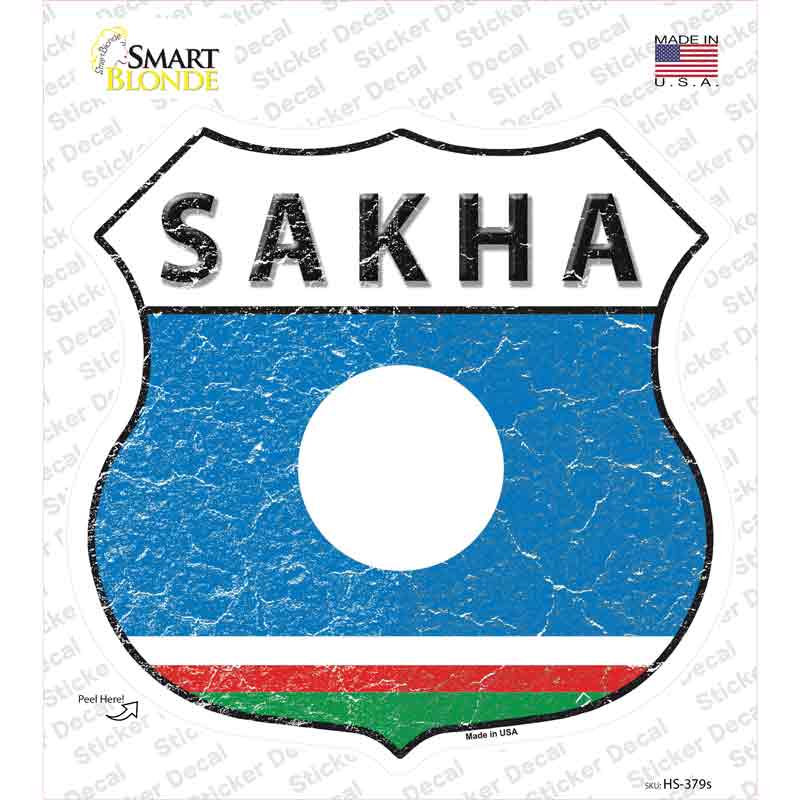 HS-379s-M Sakha Flag Novelty Highway Shield Sticker Decal - Medium