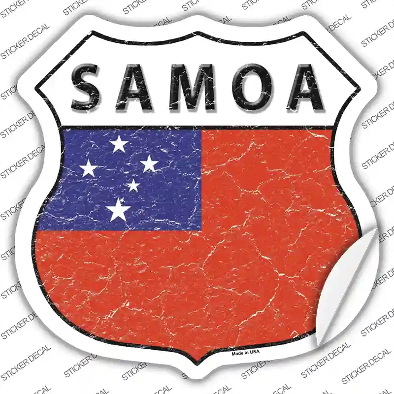 HS-381s-L Samoa Flag Novelty Highway Shield Sticker Decal - Large