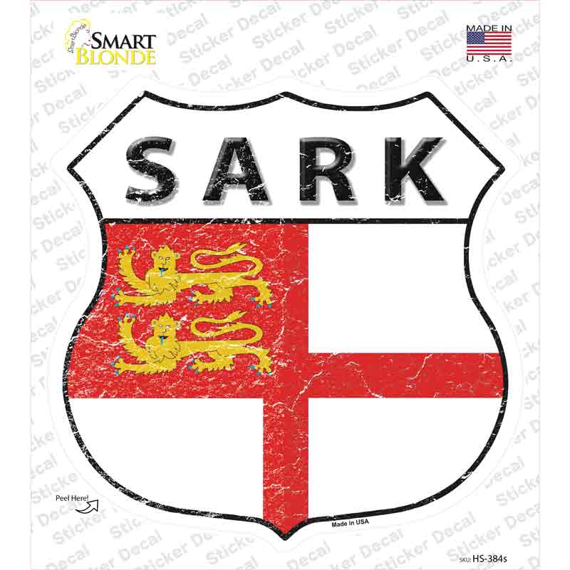 HS-384s-M Sark Flag Novelty Highway Shield Sticker Decal - Medium
