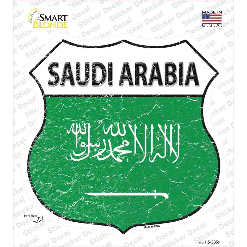 HS-385s-M Saudi Arabia Flag Novelty Highway Shield Sticker Decal - Medium