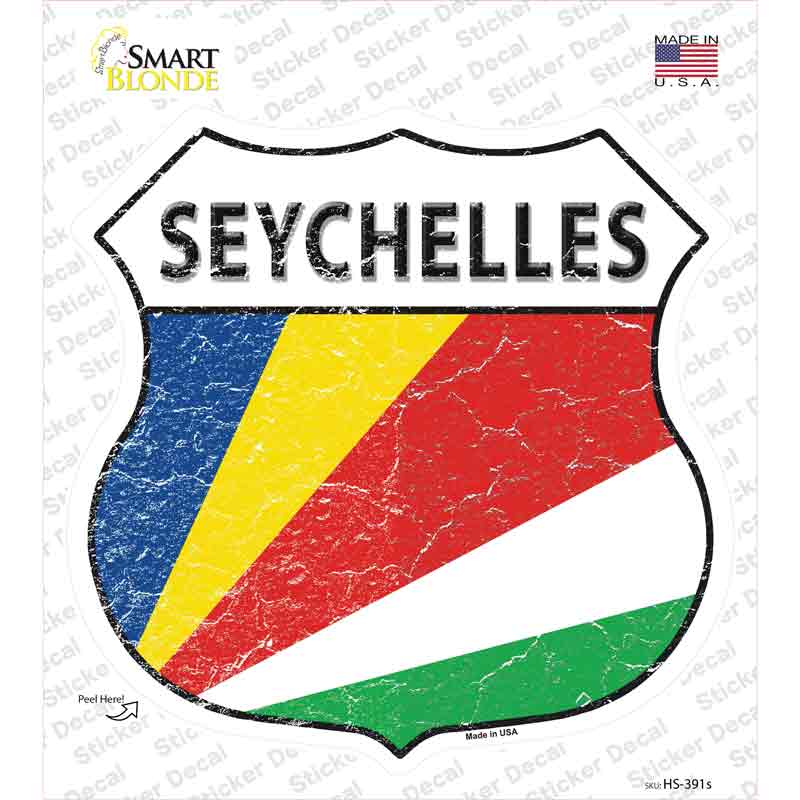 HS-391s-M Seychelles Flag Novelty Highway Shield Sticker Decal - Medium