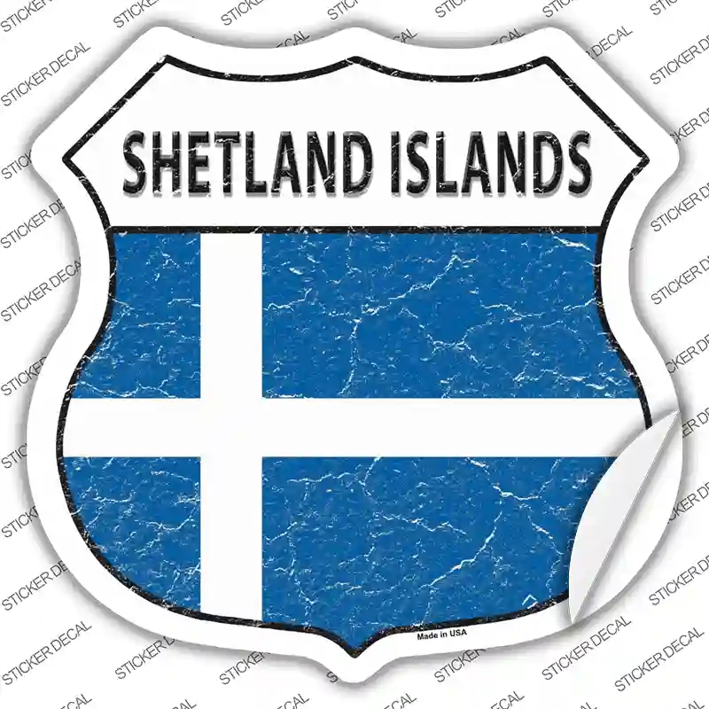 HS-392s-L Shetland Islands Flag Novelty Highway Shield Sticker Decal - Large