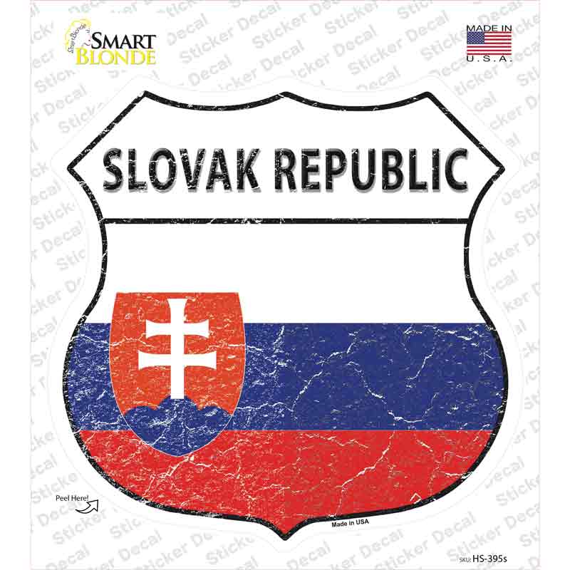 HS-395s-M Slovak Republic Flag Novelty Highway Shield Sticker Decal - Medium