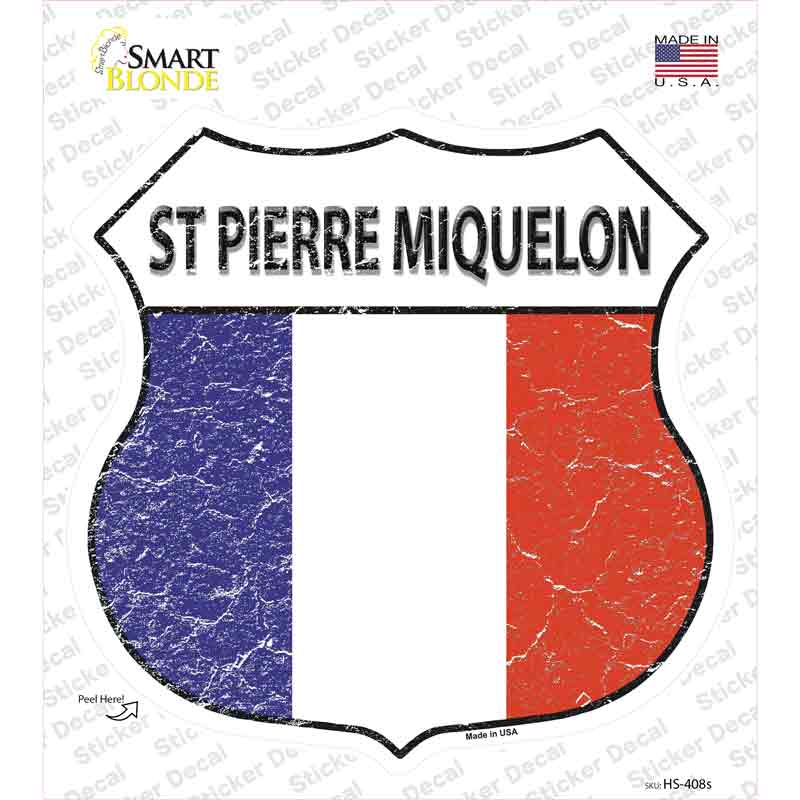 HS-408s-M St Pierre Miquelon Flag Novelty Highway Shield Sticker Decal - Medium