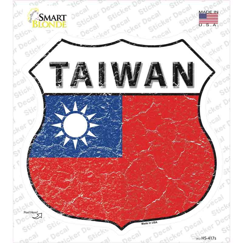 HS-417s-M Taiwan Flag Novelty Highway Shield Sticker Decal - Medium