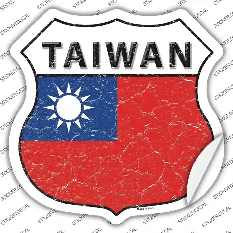 HS-417s-S Taiwan Flag Novelty Highway Shield Sticker Decal - Small