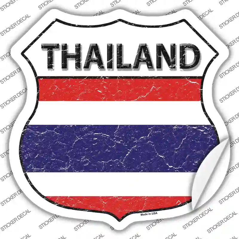 HS-421s-XL Thailand Flag Novelty Highway Shield Sticker Decal - Extra Large
