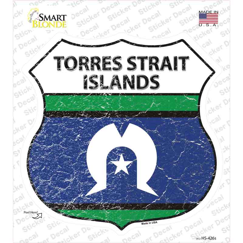 HS-426s-M Torres Strait Islands Flag Novelty Highway Shield Sticker Decal - Medium