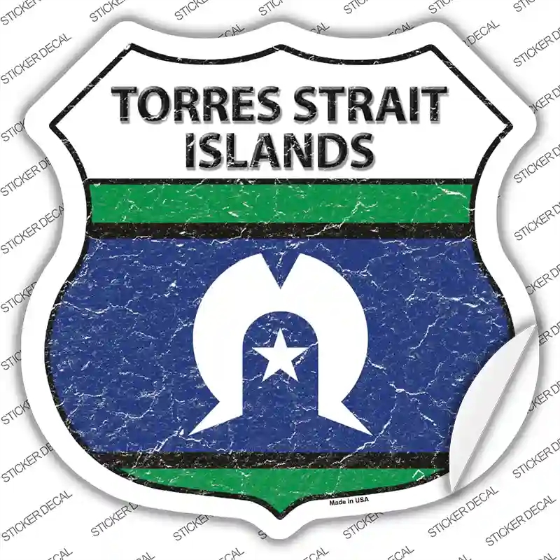 HS-426s-XL Torres Strait Islands Flag Novelty Highway Shield Sticker Decal - Extra Large
