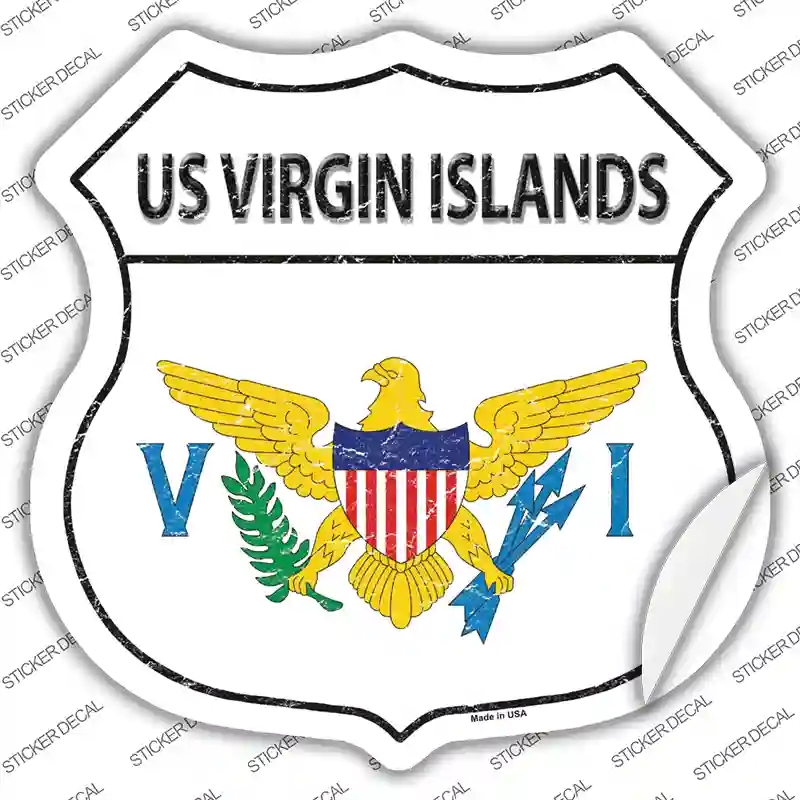 HS-448s-L US Virgin Islands Flag Novelty Highway Shield Sticker Decal - Large