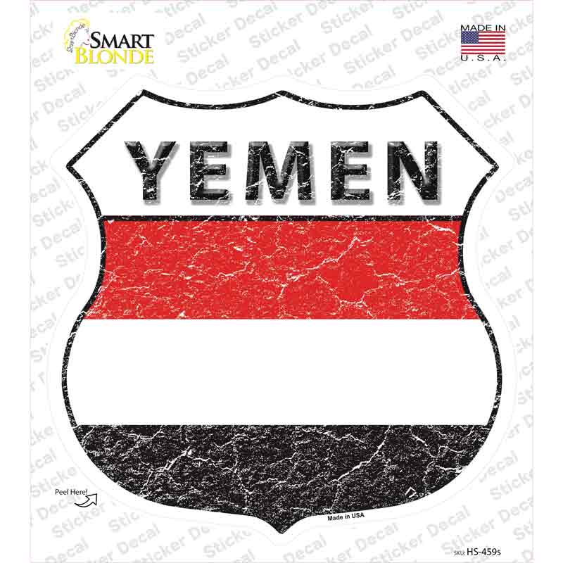 HS-459s-M Yemen Flag Novelty Highway Shield Sticker Decal - Medium