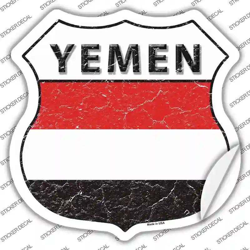 HS-459s-S Yemen Flag Novelty Highway Shield Sticker Decal - Small