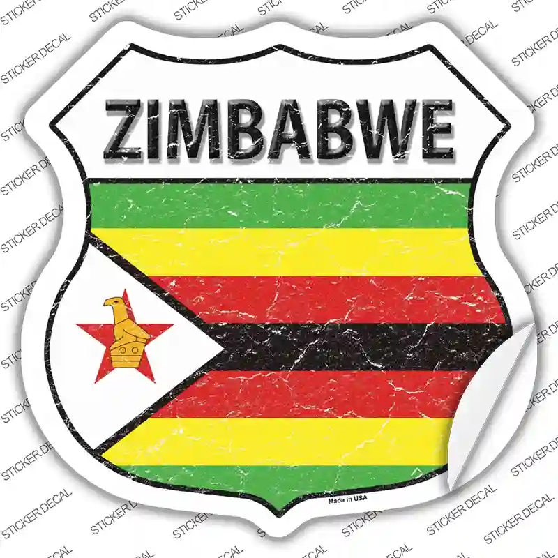 HS-461s-S Zimbabwe Flag Novelty Highway Shield Sticker Decal - Small