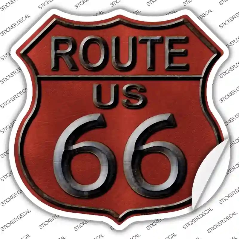 HS-479s-S Route 66 Red Novelty Highway Shield Sticker Decal - Small