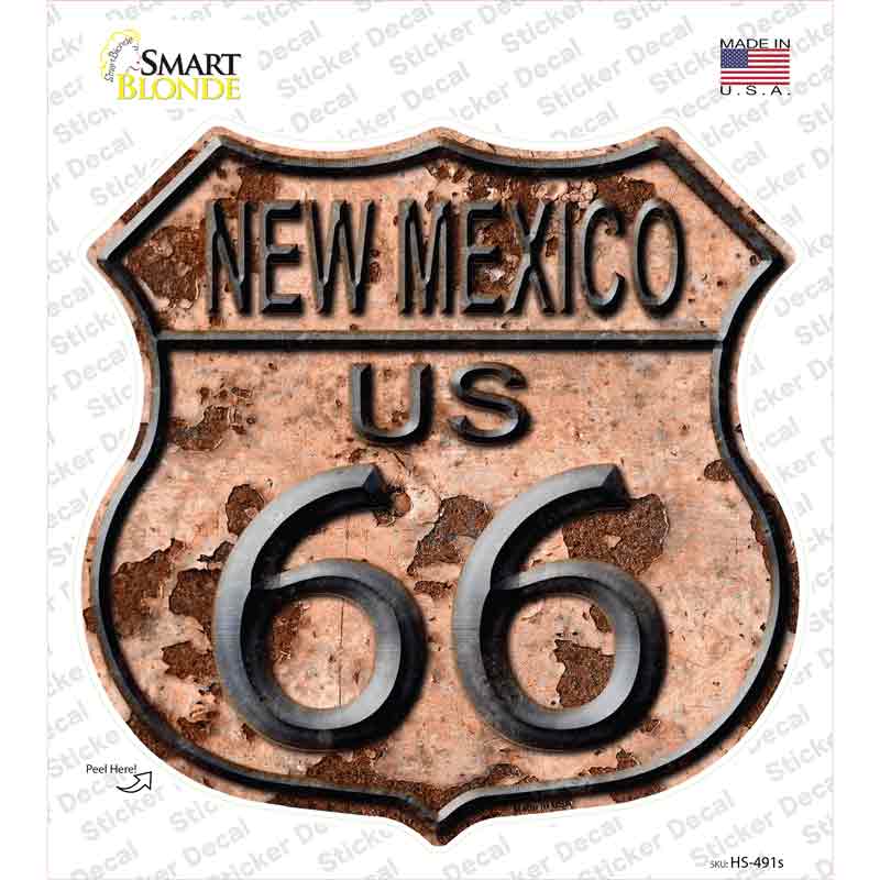 HS-491s-M   Mexico Route 66 Rusty Novelty Highway Shield Sticker Decal - Medium