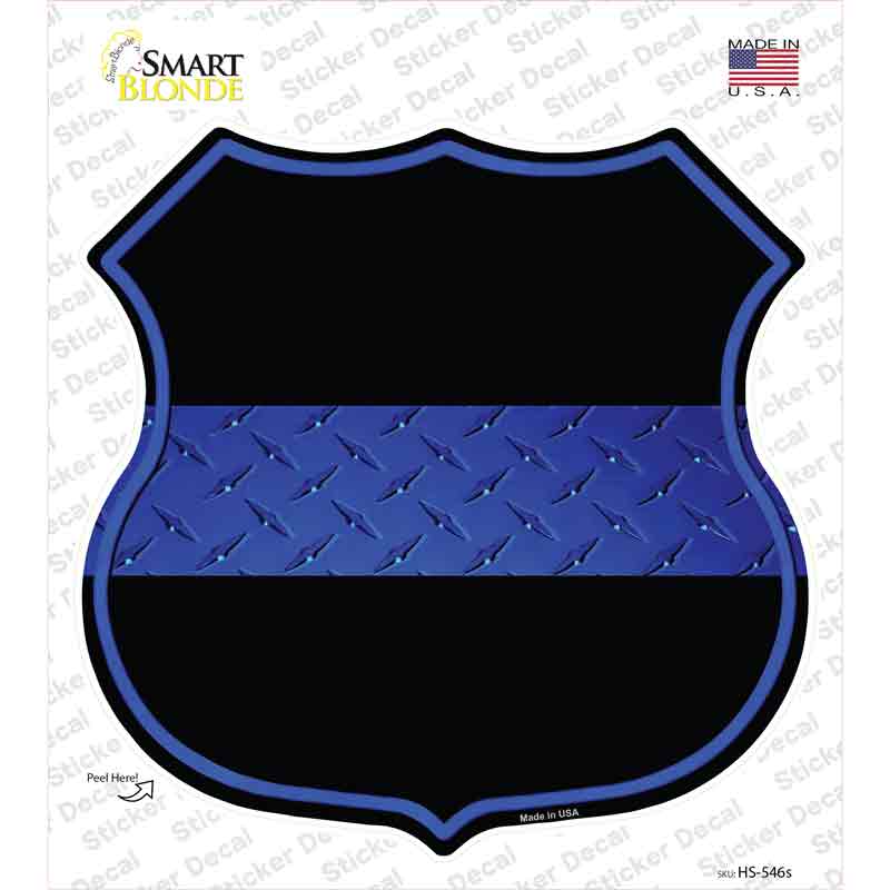 HS-546s-M Thin Blue Line Novelty Highway Shield Sticker Decal - Medium