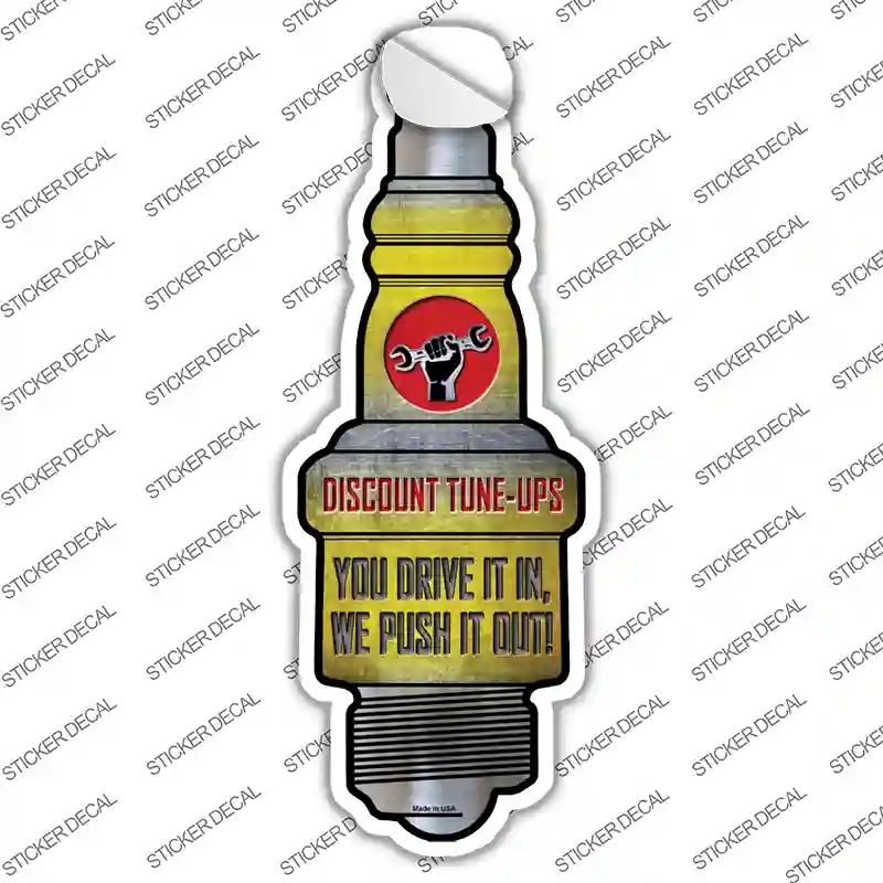 J-026s-S Discount Tuneups Novelty Spark Plug Sticker Decal - Small