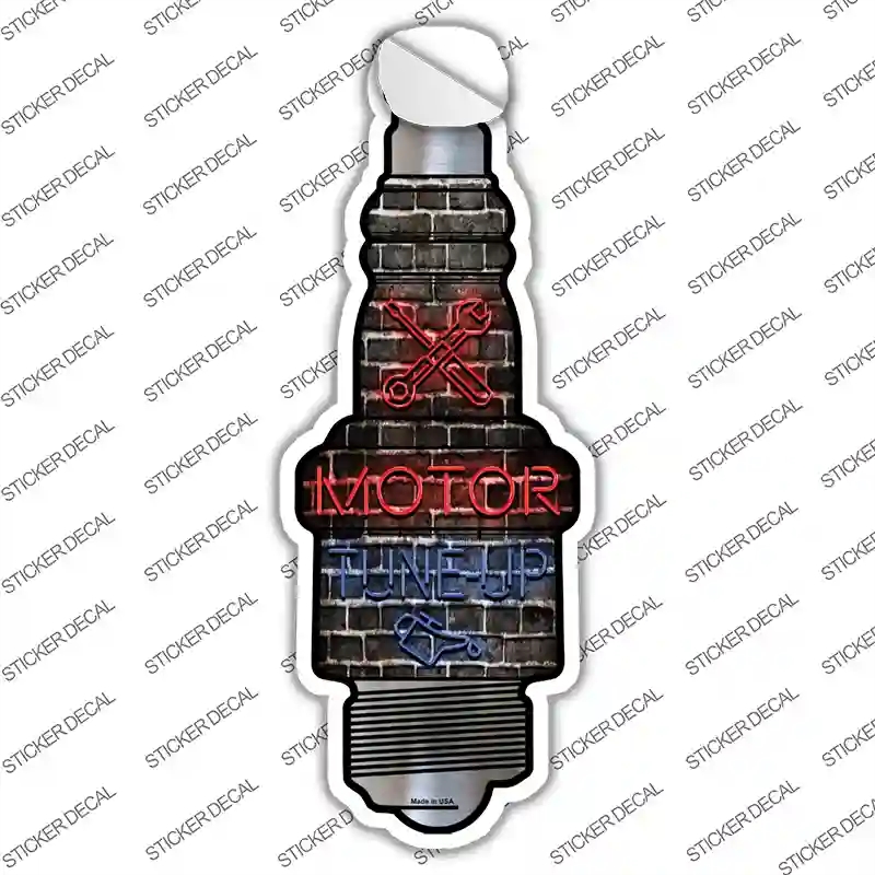 J-058s-L Motor Tune Up Novelty Spark Plug Sticker Decal - Large