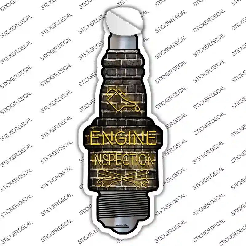 J-059s-L Engine Inspection Novelty Spark Plug Sticker Decal - Large
