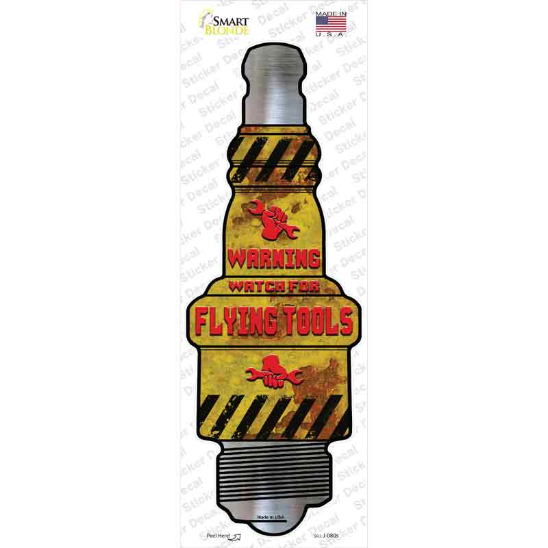 J-080s-M Watch for Flying Tools Novelty Spark Plug Sticker Decal - Medium