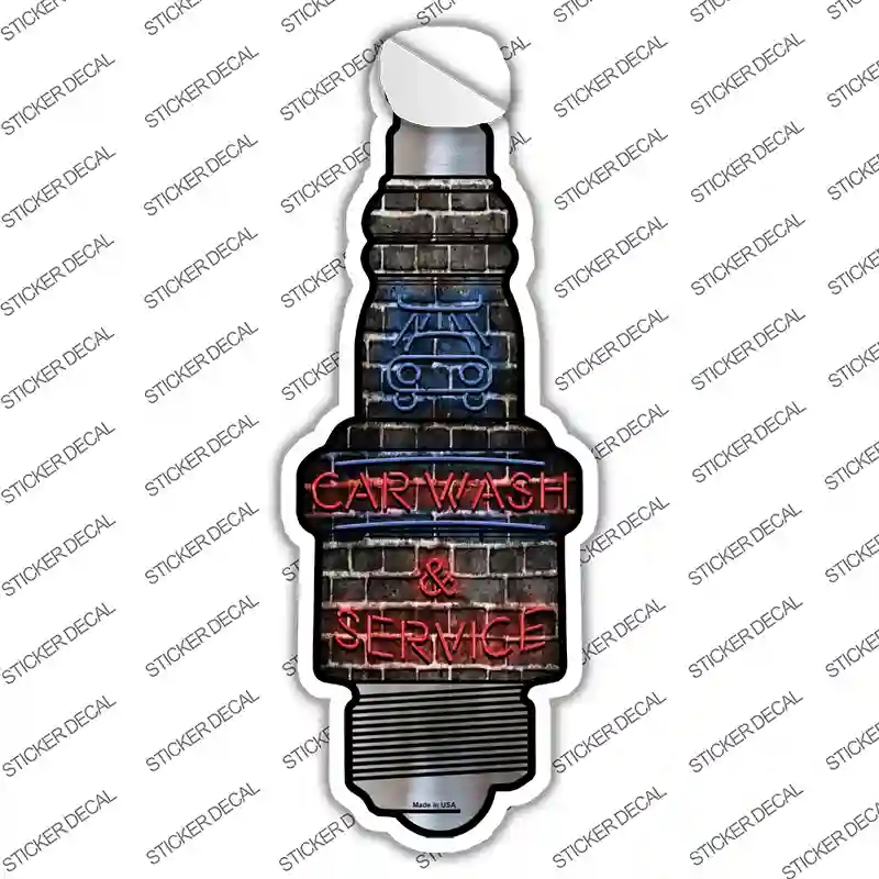 J-082s-XL Car Wash & Service Novelty Spark Plug Sticker Decal - Extra Large