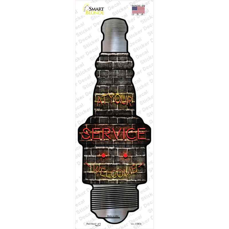 J-083s-M At Your Service Novelty Spark Plug Sticker Decal - Medium