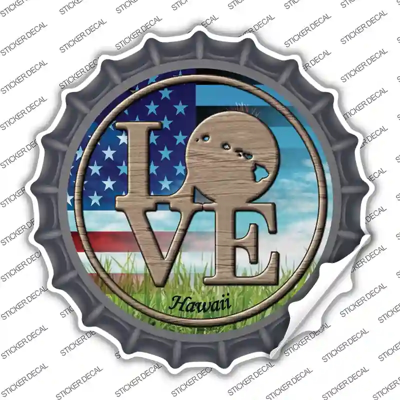 BC-676s-L Love Hawaii Novelty Bottle Cap Sticker Decal - Large