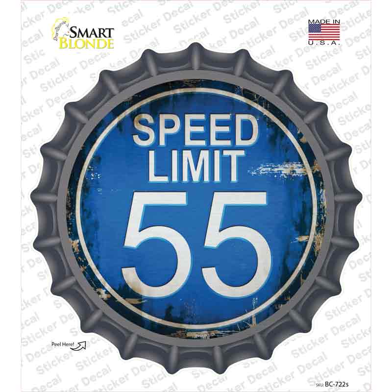 BC-722s-M Speed Limit 55 Novelty Bottle Cap Sticker Decal - Medium
