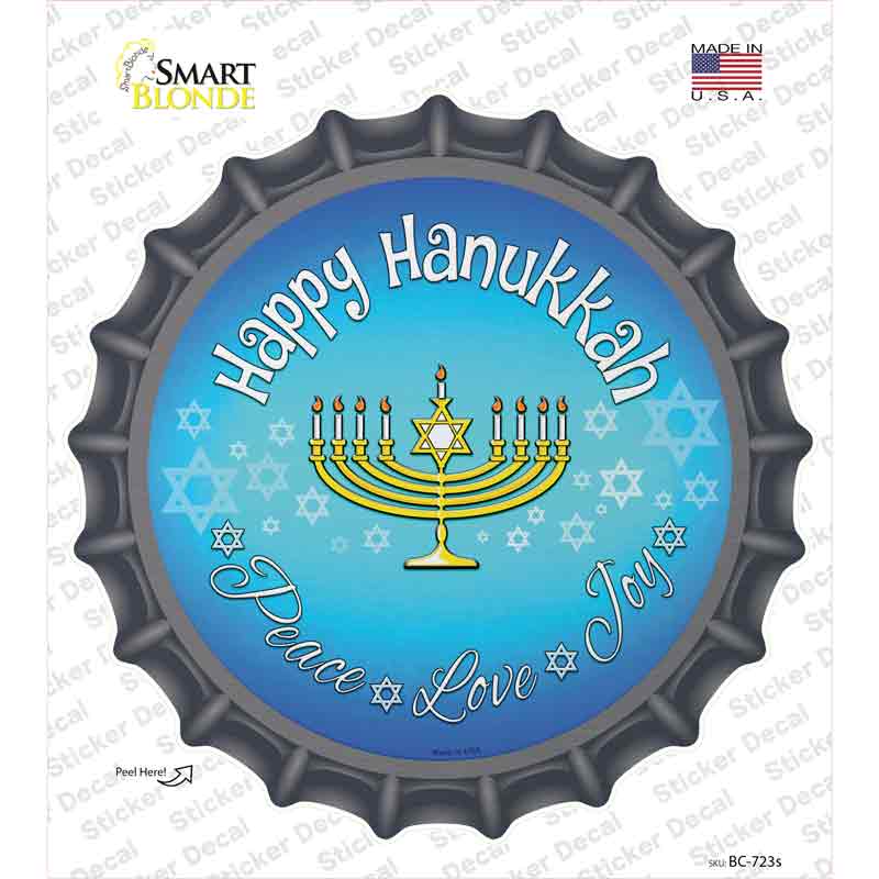 BC-723s-M Happy Hanukkah Novelty Bottle Cap Sticker Decal - Medium