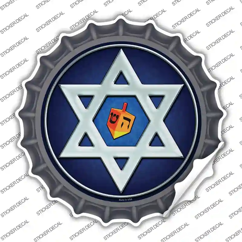 BC-725s-S Hanukkah Star & Dreidel Novelty Bottle Cap Sticker Decal - Small