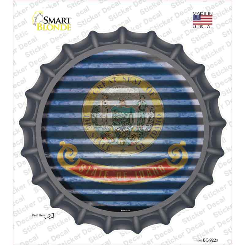 BC-922s-M Idaho Flag Corrugated Novelty Bottle Cap Sticker Decal - Medium