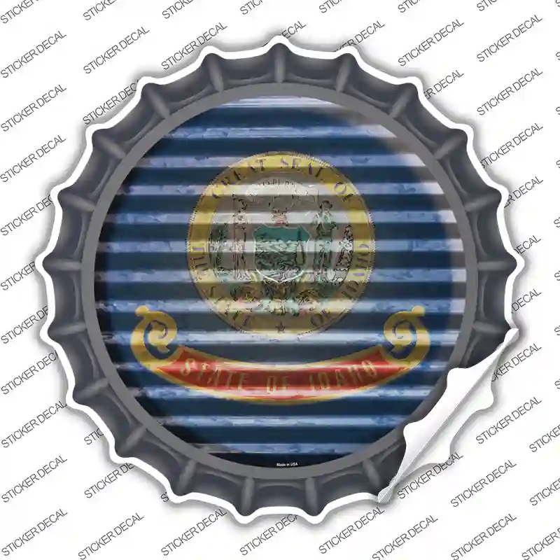 BC-922s-XL Idaho Flag Corrugated Novelty Bottle Cap Sticker Decal - Extra Large