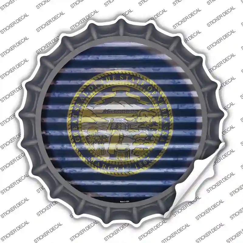 BC-937s-S Nebraska Flag Corrugated Novelty Bottle Cap Sticker Decal - Small