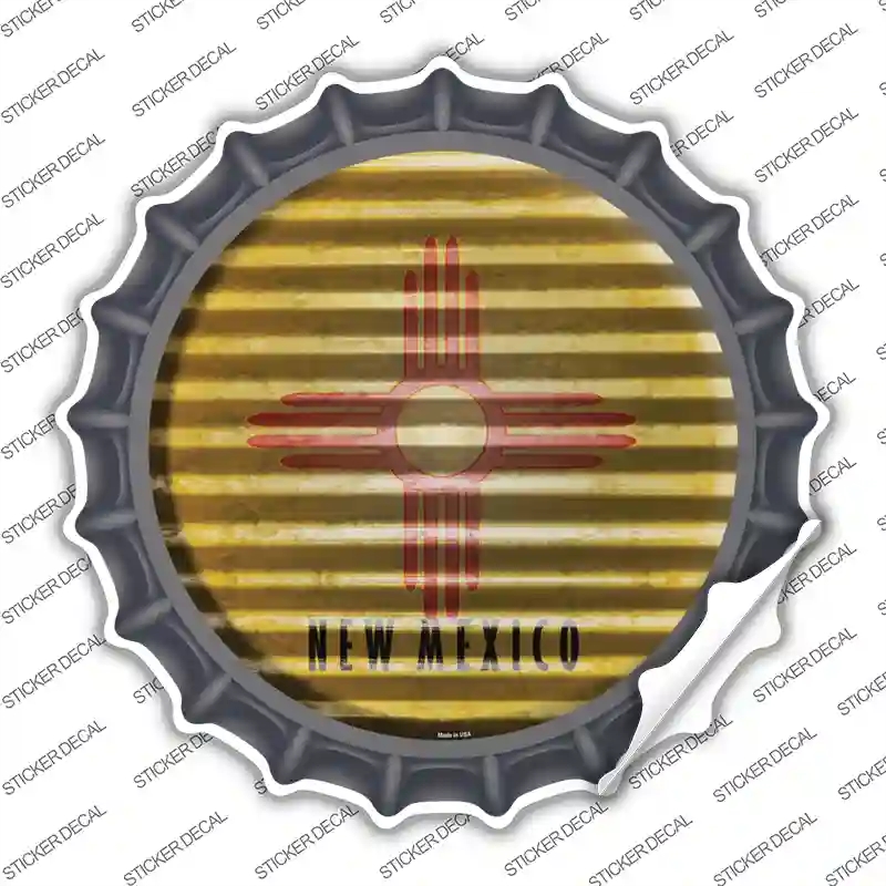 BC-941s-L   Mexico Flag Corrugated Novelty Bottle Cap Sticker Decal - Large