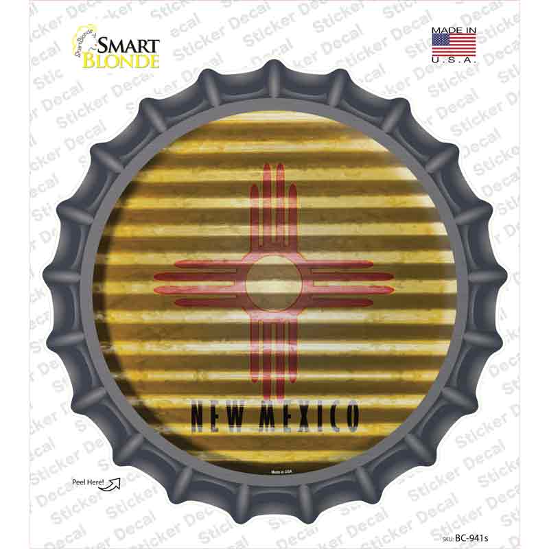 BC-941s-M   Mexico Flag Corrugated Novelty Bottle Cap Sticker Decal - Medium