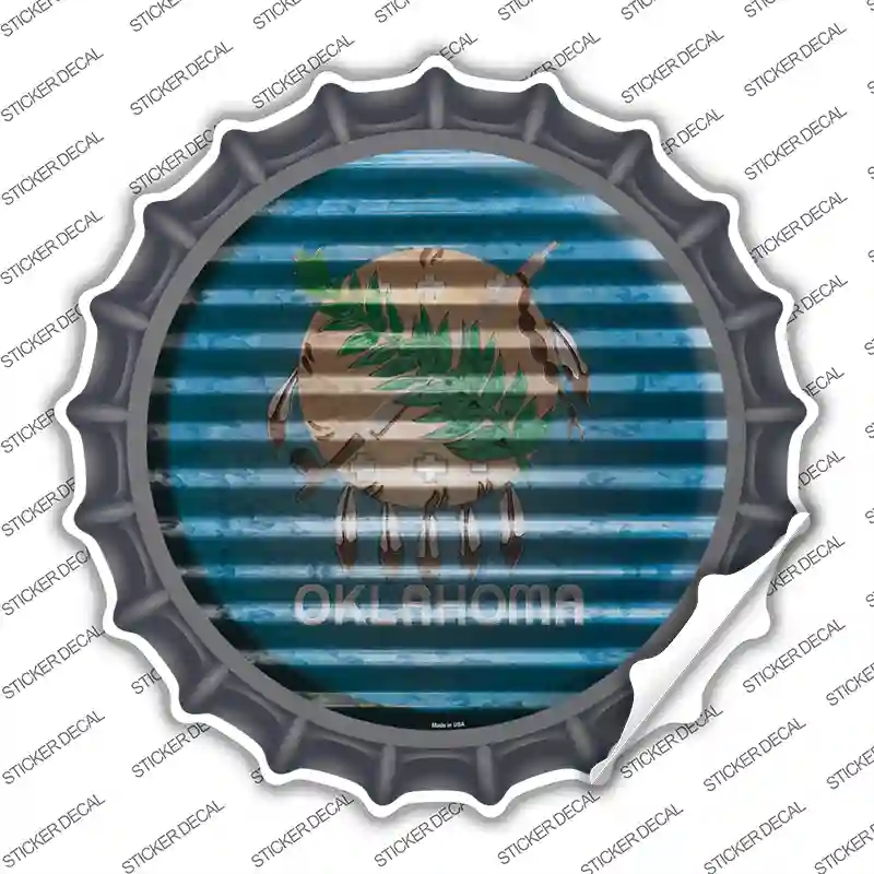 BC-946s-L Oklahoma Flag Corrugated Novelty Bottle Cap Sticker Decal - Large